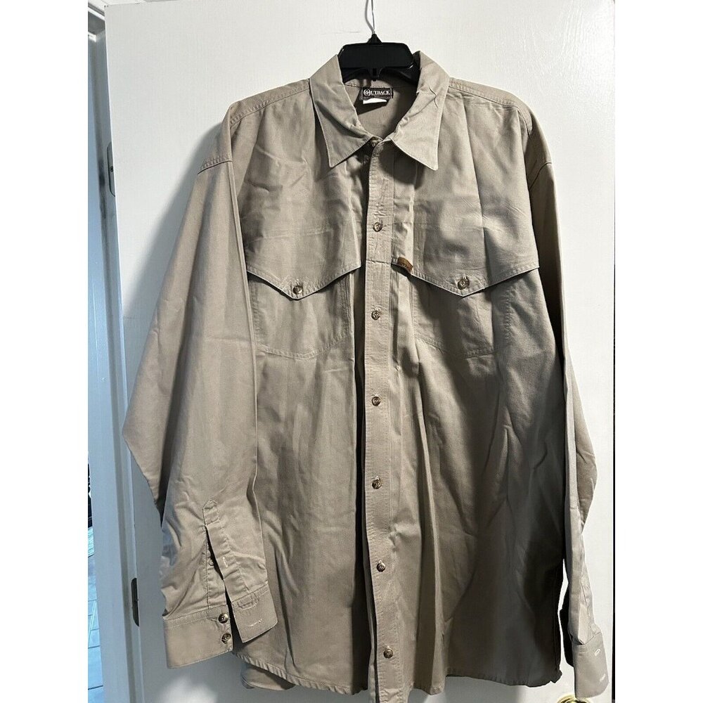 VINTAGE Outback Trading Company Shirt Mens XXLarge Beige Bush Outfitters